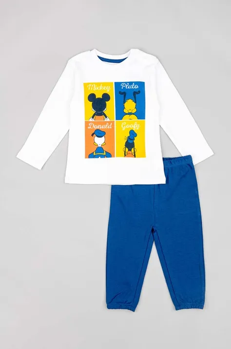 Otroška bombažna pižama zippy mornarsko modra barva