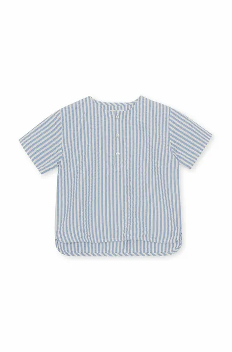 Konges Sløjd t-shirt piżamowy dziecięcy kolor niebieski gładka