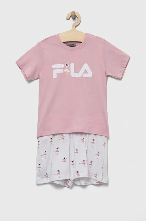 Детская хлопковая пижама Fila цвет белый узор
