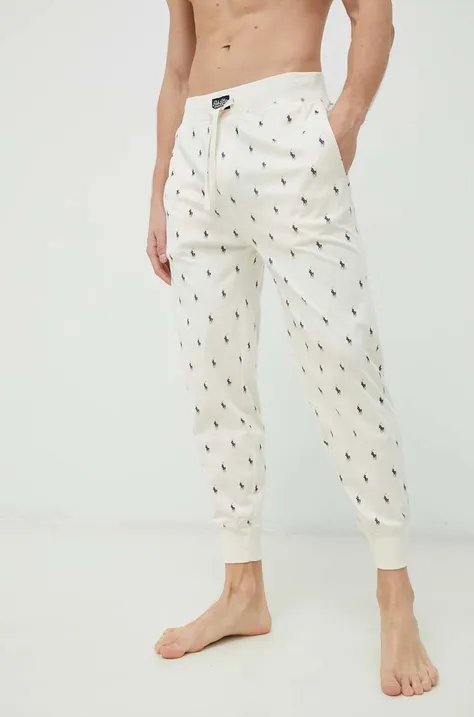 Βαμβακερό παντελόνι πιτζάμα Polo Ralph Lauren χρώμα: μπεζ