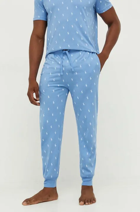 Polo Ralph Lauren spodnie piżamowe bawełniane kolor niebieski wzorzysta