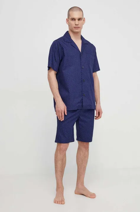 Pamučna pidžama Polo Ralph Lauren boja: crna, bez uzorka