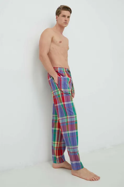 Хлопковые пижамные брюки Polo Ralph Lauren цвет красный узор