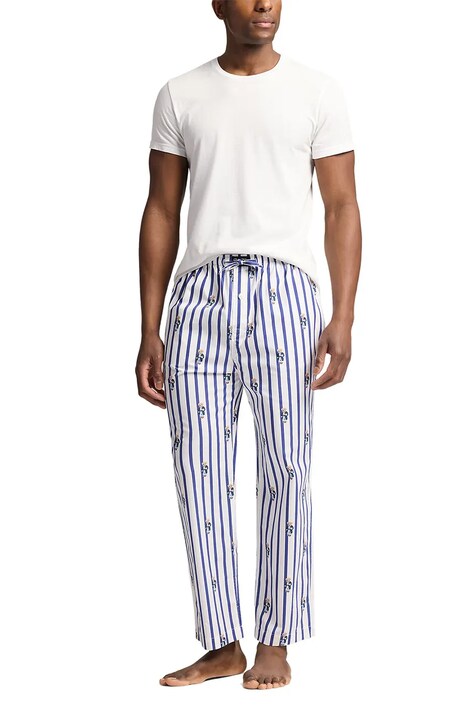 Polo Ralph Lauren pantaloni de pijama din bumbac culoarea albastru, cu imprimeu 714899509