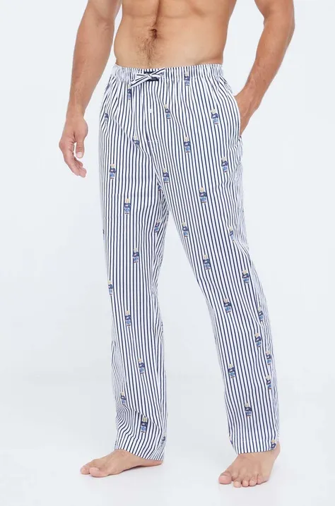 Polo Ralph Lauren spodnie piżamowe bawełniane kolor granatowy wzorzysta