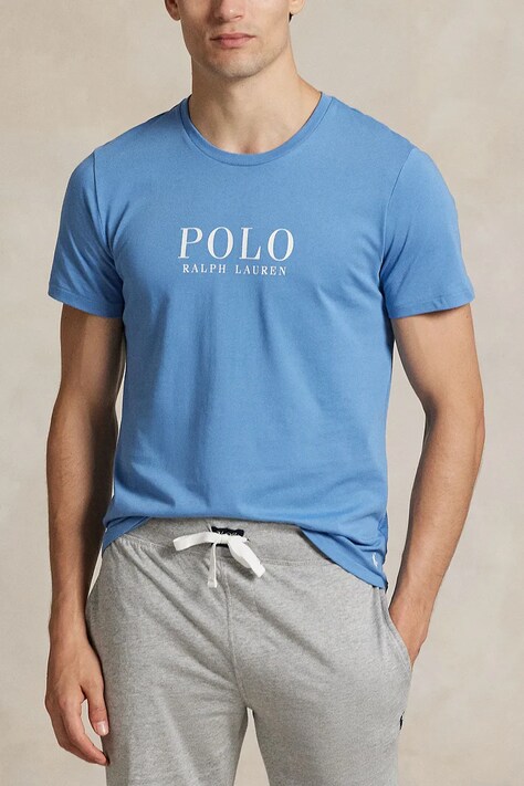 Bavlnené pyžamové tričko Polo Ralph Lauren tmavomodrá farba, s potlačou, 714899613