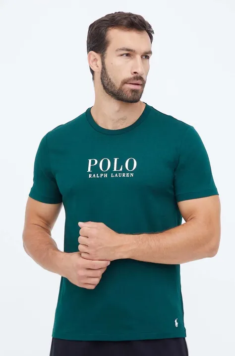 Polo Ralph Lauren t-shirt piżamowy bawełniany kolor zielony z nadrukiem