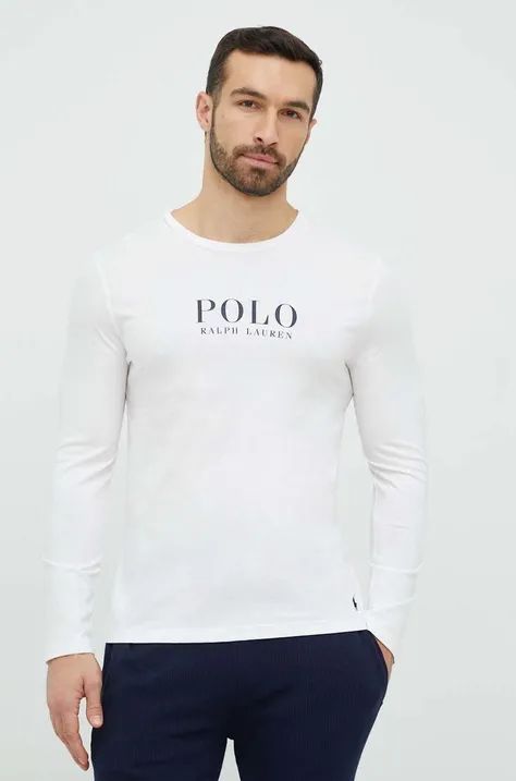 Βαμβακερή μπλούζα πιτζάμας με μακριά μανίκια Polo Ralph Lauren χρώμα: άσπρο