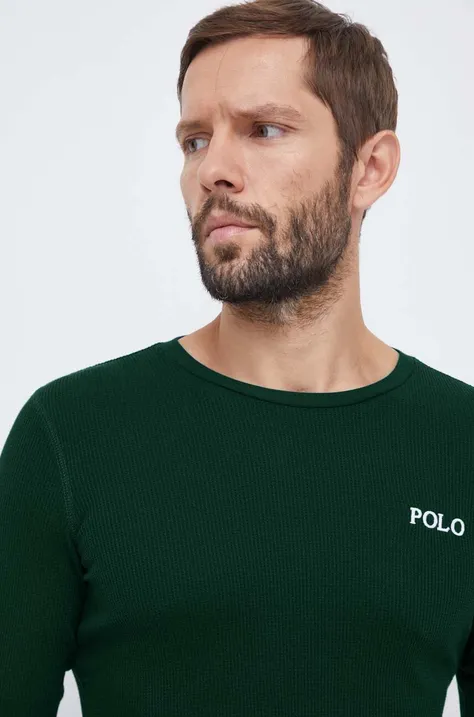Πουκάμισο μακρυμάνικο πιτζάμας Polo Ralph Lauren χρώμα: πράσινο