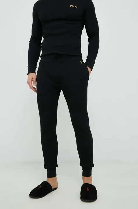 Παντελόνι πιτζάμας Polo Ralph Lauren χρώμα: μαύρο