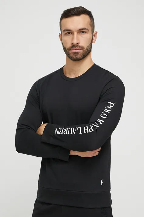 Homewear majica dugih rukava Polo Ralph Lauren boja: crna, s tiskom