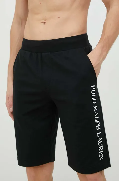 Polo Ralph Lauren pantaloni scurti de pijama barbati, culoarea negru, cu imprimeu