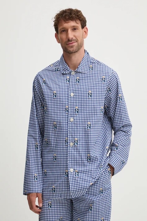 Polo Ralph Lauren pijamale de bumbac culoarea albastru marin, modelator