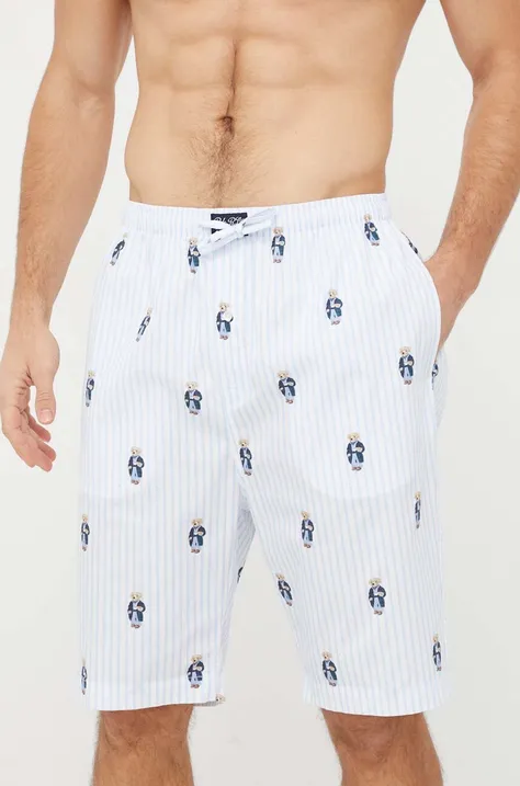 Памучно късо долнище на пижама Polo Ralph Lauren в синьо с десен 714899636