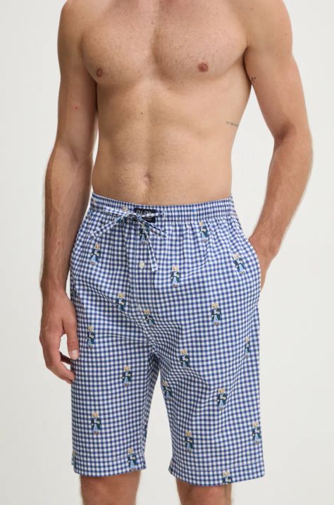 Polo Ralph Lauren pantaloni scurți de pijama din bumbac culoarea albastru marin, modelator