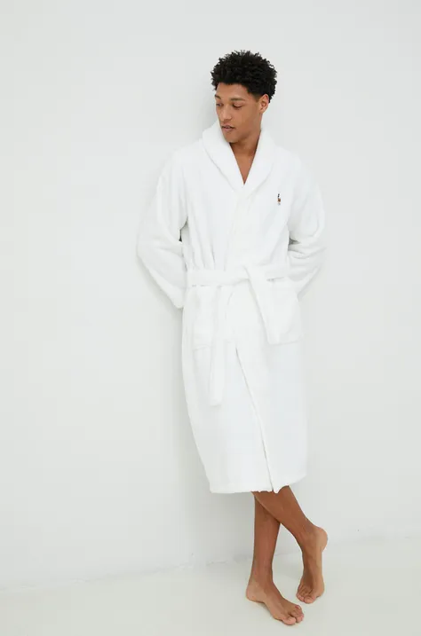 Bavlnený župan Polo Ralph Lauren biela farba