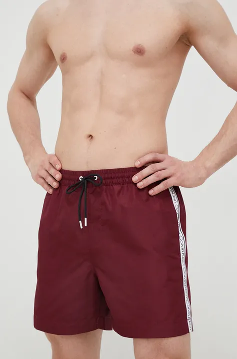 Kopalne kratke hlače Calvin Klein bordo barva