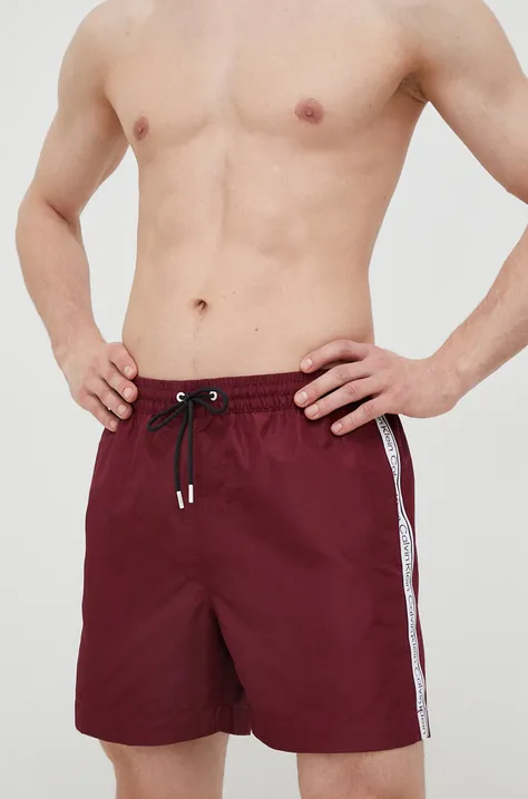 Calvin Klein pantaloni scurti de baie culoarea bordo