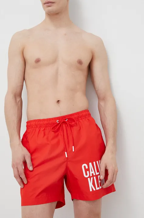 Kopalne kratke hlače Calvin Klein rdeča barva