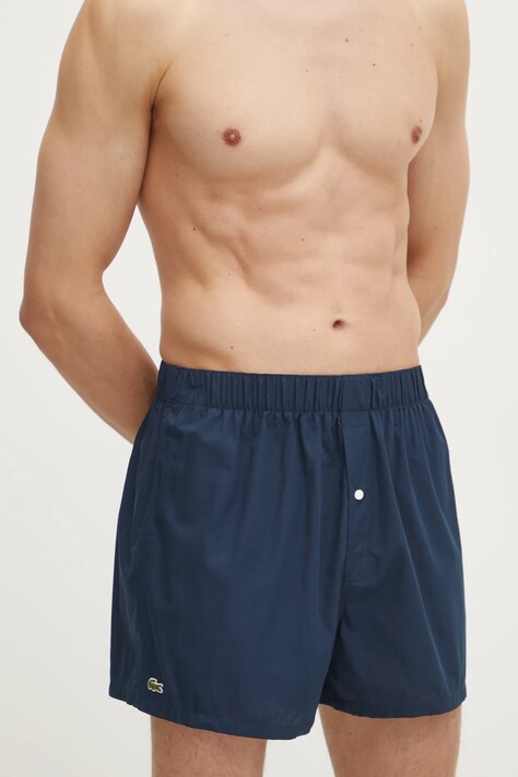 Lacoste boxeri de bumbac 3-pack culoarea albastru marin