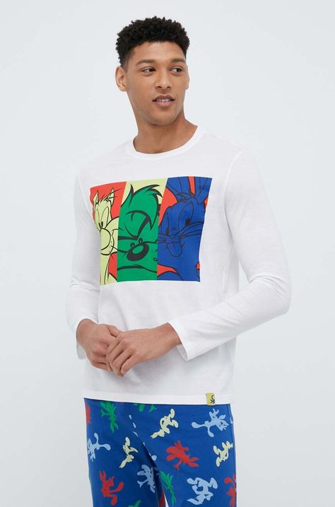 Βαμβακερή μπλούζα πιτζάμας με μακριά μανίκια United Colors of Benetton x Looney Tunes