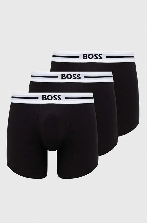 Bokserice BOSS 3-pack za muškarce, boja: crna