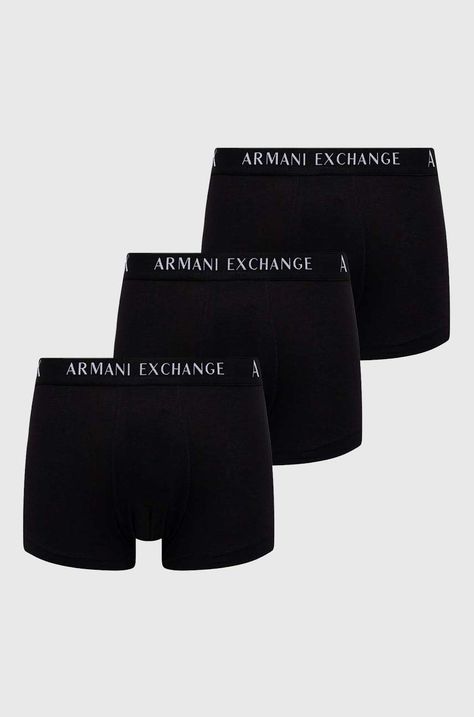 Boksarice Armani Exchange 3-pack moški, črna barva