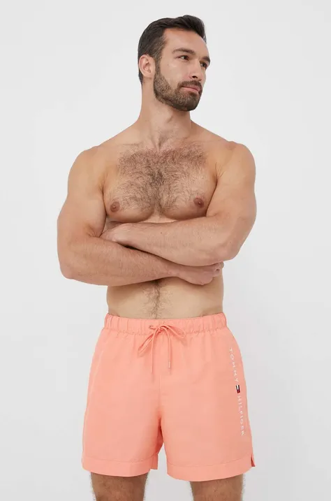 Plavkové šortky Tommy Hilfiger oranžová farba