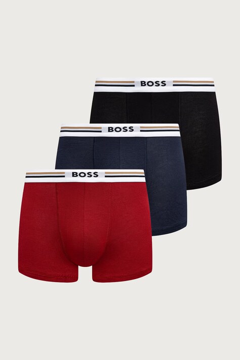 BOSS Bokserki dopasowane męskie z wiskozą Trunk 3P Revive 3-pack czerwone 50492200