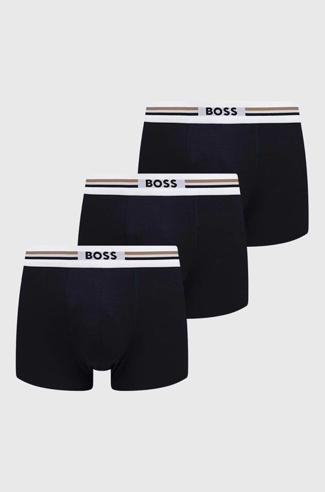 Boksarice BOSS 3-pack moške, mornarsko modra barva, 50492200