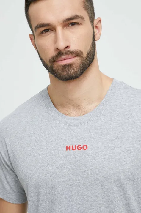 HUGO t-shirt piżamowy kolor szary z nadrukiem