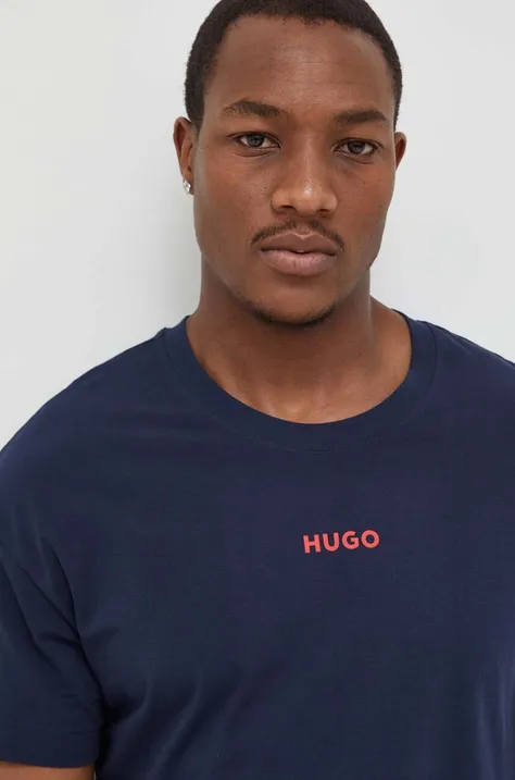 Пижамная футболка HUGO цвет синий с принтом