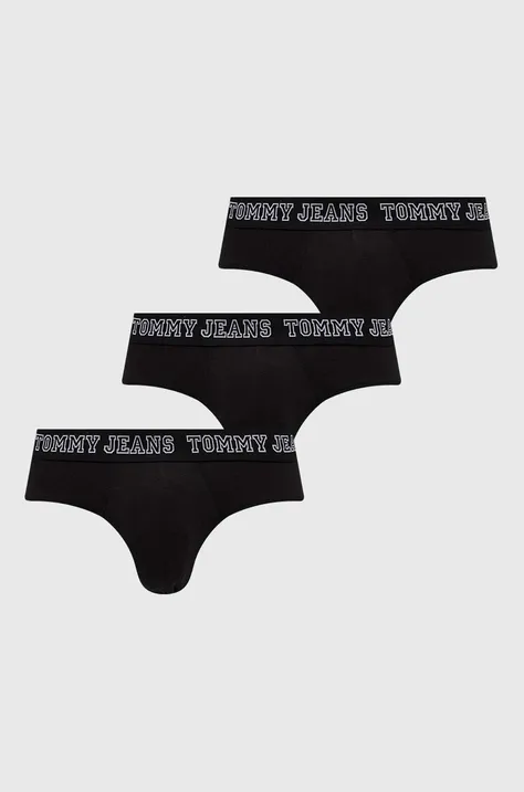 Slip gaćice Tommy Jeans 3-pack za muškarce, boja: crna