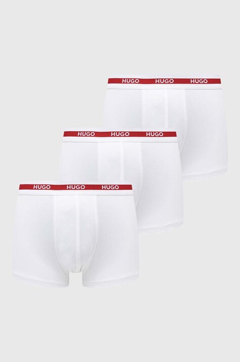 Boxerky HUGO 3-pak pánske, biela farba, 50492375