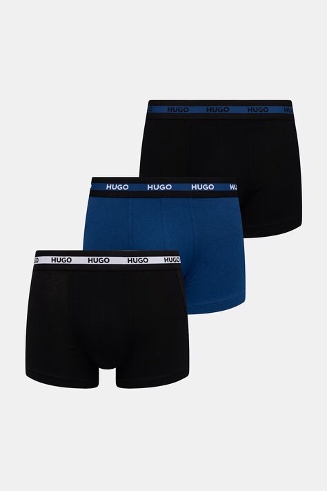 HUGO bokserki dopasowane męskie bawełniane z elastanem TRIPLET PLANET 3-pack czarne 50492375