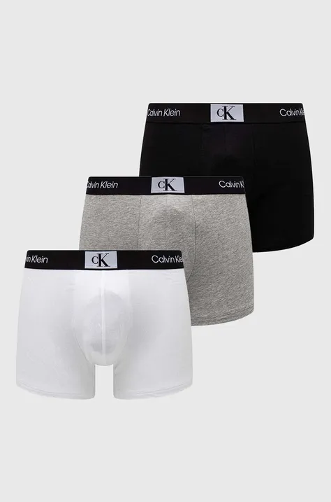 Boksarice Calvin Klein Underwear 3-pack moški, siva barva