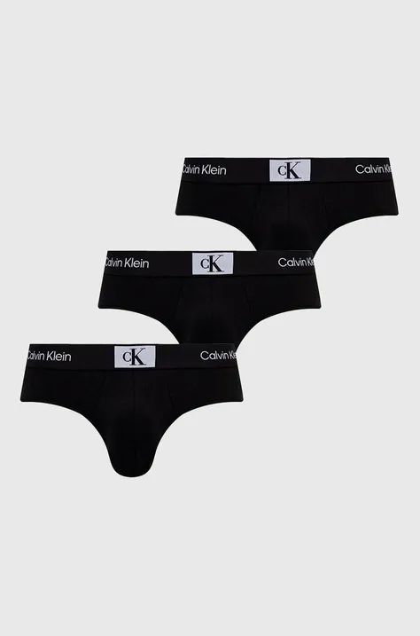 Slipy Calvin Klein Underwear 3-pak pánske,čierna farba,000NB3527A