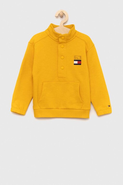 Tommy Hilfiger bluza bawełniana dziecięca kolor żółty gładka