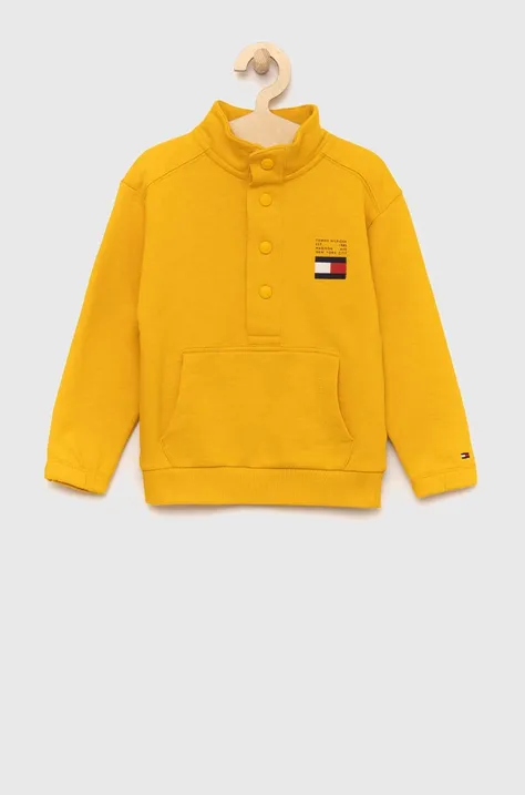 Tommy Hilfiger bluza bawełniana dziecięca kolor żółty gładka