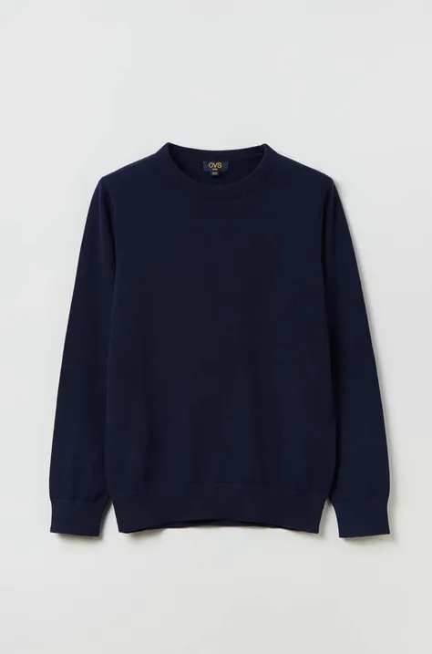 OVS sweter bawełniany dziecięcy kolor niebieski