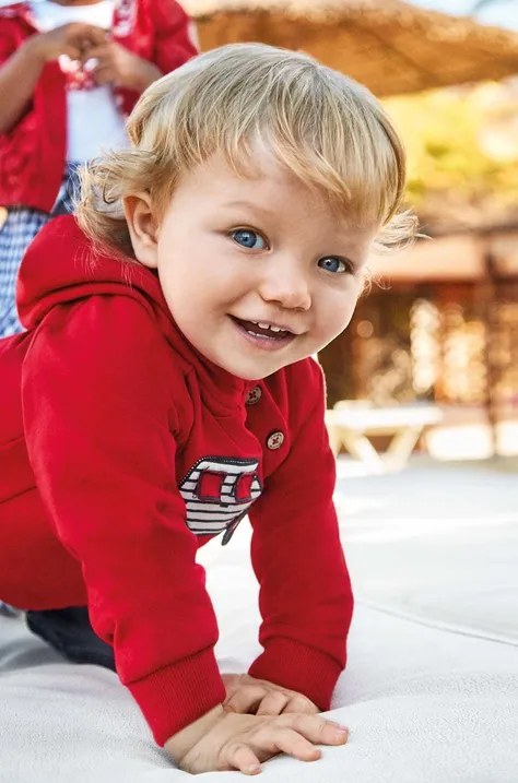 Μπλούζα μωρού Mayoral χρώμα: κόκκινο, με κουκούλα