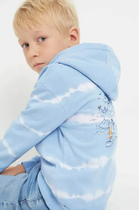 Mayoral bluza dziecięca kolor niebieski z kapturem wzorzysta