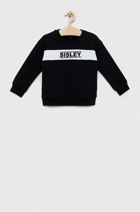 Παιδική βαμβακερή μπλούζα Sisley χρώμα: μαύρο