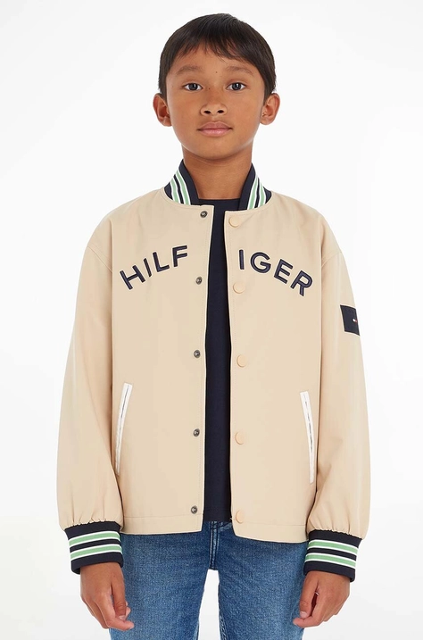 Tommy Hilfiger kurtka bomber dziecięca kolor beżowy