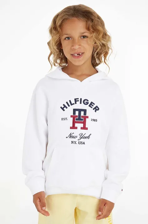 Παιδική μπλούζα Tommy Hilfiger χρώμα: άσπρο, με κουκούλα