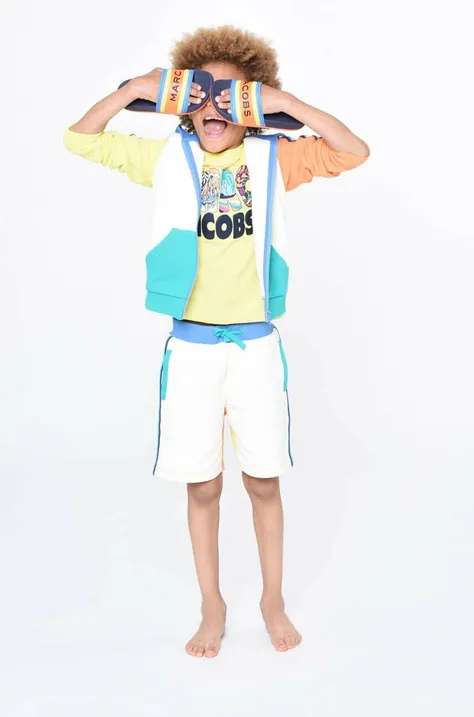 Παιδική μπλούζα Marc Jacobs χρώμα: μπεζ, με κουκούλα
