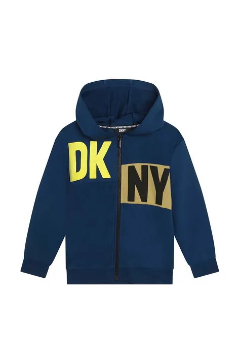 Παιδική μπλούζα DKNY χρώμα: ναυτικό μπλε, με κουκούλα