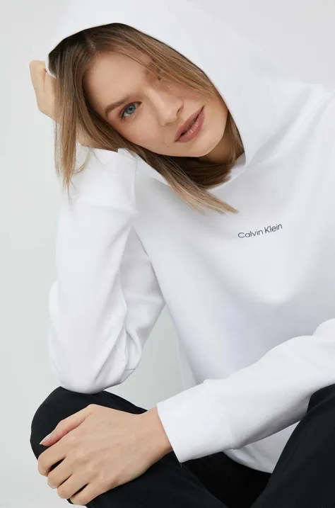 Calvin Klein bluza damska kolor biały gładka