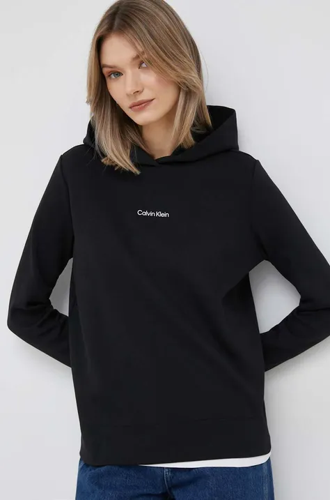 Calvin Klein bluza femei, culoarea negru, neted