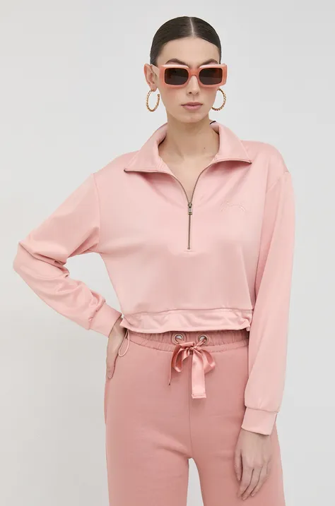 Guess bluza damska kolor różowy gładka